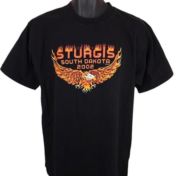 Vintage Sturgis T Shirt Mens Size Large Black Y2K 2002 Black Hills Rally - Picture 2 of 6